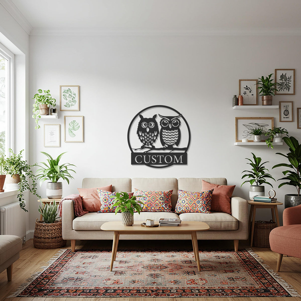 Owl Metal Wall Art, Customizable Bird Wall Decor, Rustic Owl Sculpture for Animal Lovers, Personalized Metal Accent for Unique Home Interior