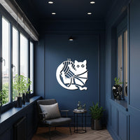 Cat Metal Wall Art, Yarn Ball Animal Decor, Cute Pet Wall Sculpture, Modern Black Artwork, Playful Cat Lover Gift for Kitchen or Living Room 3