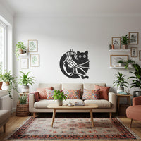 Cat Metal Wall Art, Yarn Ball Animal Decor, Cute Pet Wall Sculpture, Modern Black Artwork, Playful Cat Lover Gift for Kitchen or Living Room 6