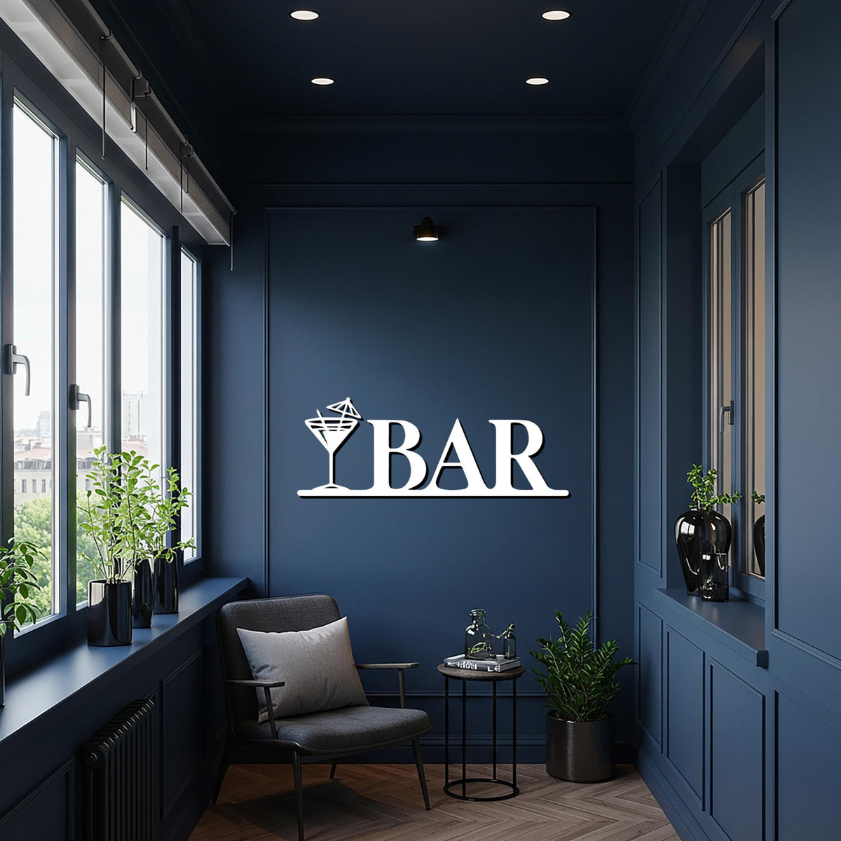 Metal Bar Wall Decor, Cocktail Glass Wall Sign, Modern Bar Art for Kitchen & Home, Drinks Area Decoration, Gift for Bartenders