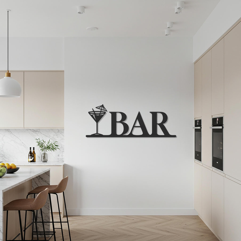 Metal Bar Wall Decor, Cocktail Glass Wall Sign, Modern Bar Art for Kitchen & Home, Drinks Area Decoration, Gift for Bartenders