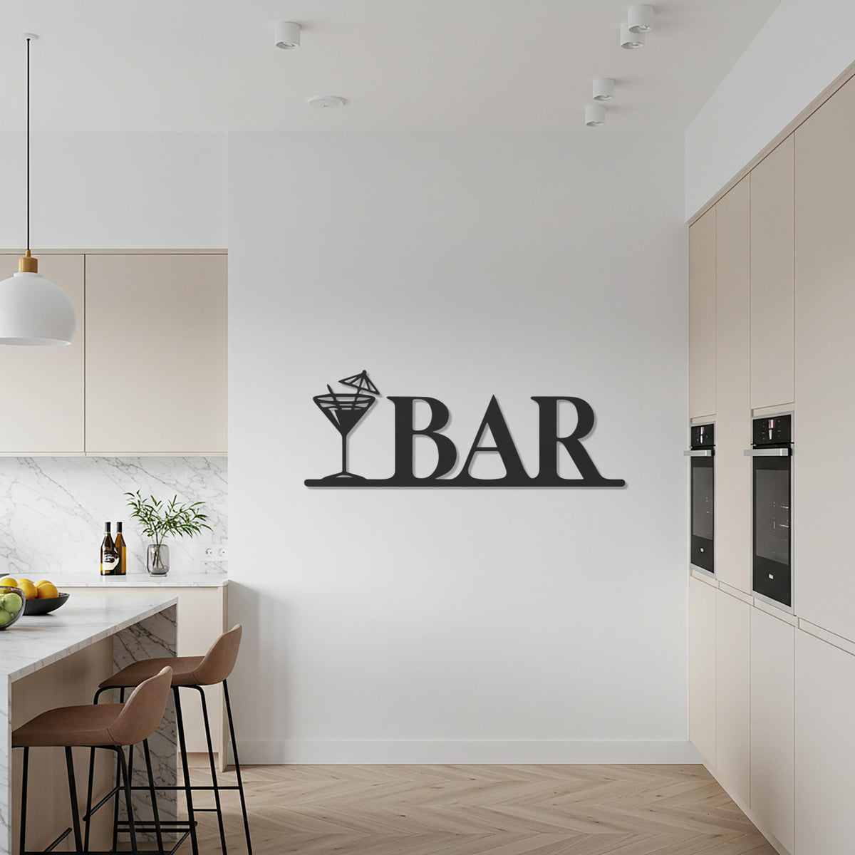 Metal Bar Wall Decor, Cocktail Glass Wall Sign, Modern Bar Art for Kitchen & Home, Drinks Area Decoration, Gift for Bartenders