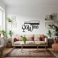 Metal Wine Wall Decor, Bottle & Glass Metal Sign, Modern Kitchen Wall Art, Home Bar Decoration, Gift for Wine Lovers, Metal Wall Decor 5