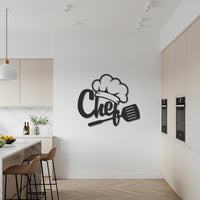 Chef Metal Wall Decor, Kitchen Wall Art with Chef Hat and Spatula, Modern Cooking Sign for Restaurants, Cafes, Foodies & Home Kitchens 2