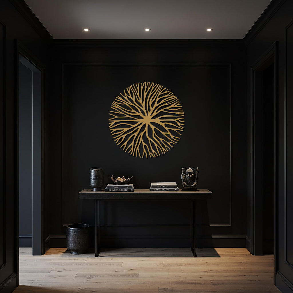 Round Tree Roots Metal Wall Art, Modern Circle Wall Decor for Living Room, Bedroom & Office, Abstract Nature-Inspired Metal Artwork
