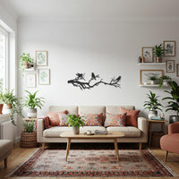 Birds on Branch Metal Wall Art, Nature Inspired Silhouette Wall Sculpture, Modern Rustic Bird Decor for Kitchen, Patio, Garden 5
