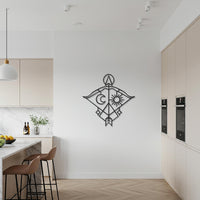 Geometric Moon and Sun Metal Wall Art, Modern Boho Arrow and Symbol Sculpture, Celestial Inspired Abstract Metal Decor for Home or Studio 6