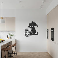 Witch Cat Metal Wall Art, Magical Black Cat with Candle and Spellbook, Gothic Halloween Wall Decor for Witches, Mystics, Fantasy Lovers 4