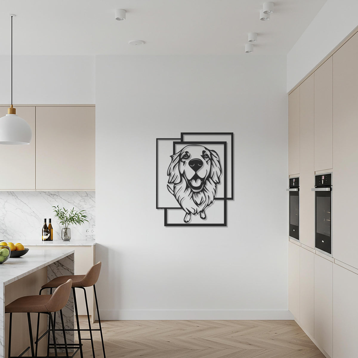 Dog Metal Wall Art, Golden Retriever Inspired Pet Decor, Modern Animal Artwork for Dog Lovers, Unique Gift for Pet Owners and Cozy Homes