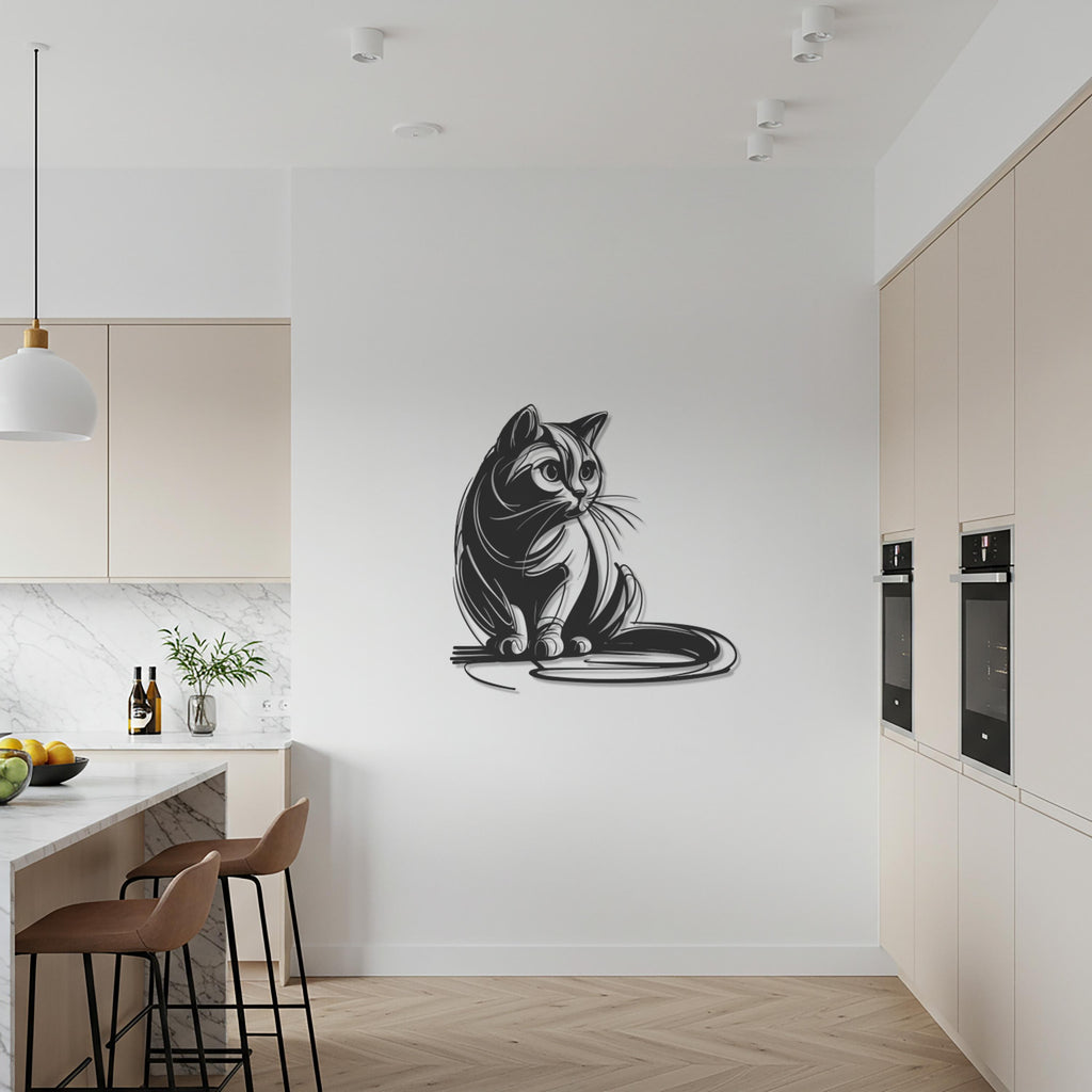 Cat Metal Wall Art, Elegant Feline Inspired Pet Decor, Modern Cat Artwork for Cat Lovers, Unique Gift for Pet Owners and Cozy Homes