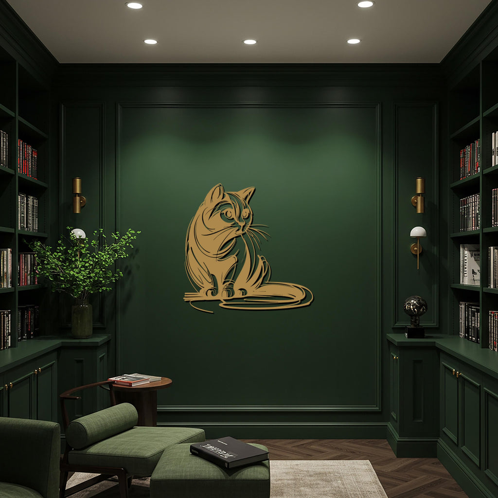 Cat Metal Wall Art, Elegant Feline Inspired Pet Decor, Modern Cat Artwork for Cat Lovers, Unique Gift for Pet Owners and Cozy Homes