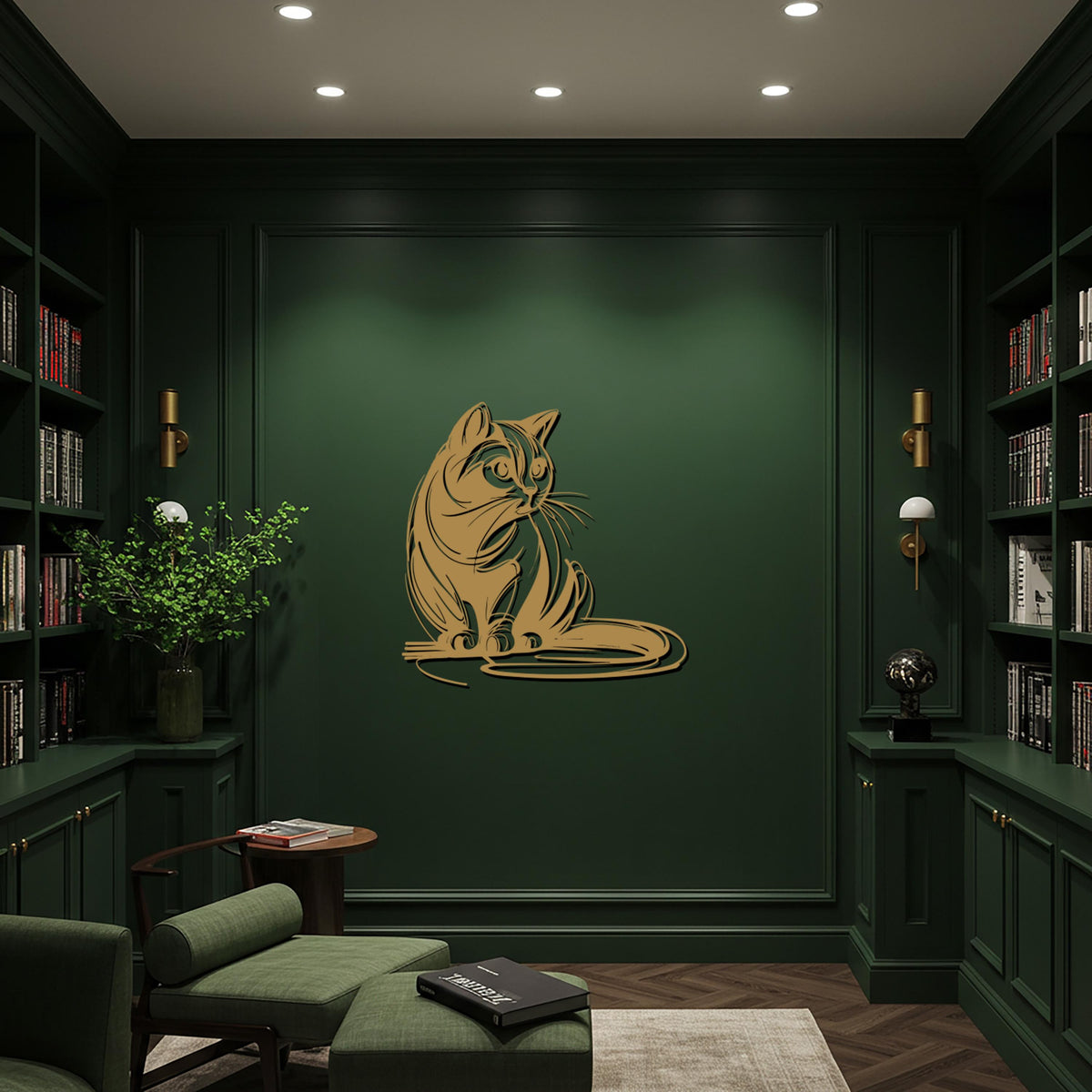 Cat Metal Wall Art, Elegant Feline Inspired Pet Decor, Modern Cat Artwork for Cat Lovers, Unique Gift for Pet Owners and Cozy Homes