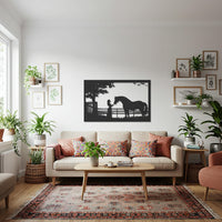 Horse and Girl Metal Wall Art, Rustic Farmhouse Horse Decor, Country Silhouette Wall Hanging for Living Room, Stable or Ranch Homes 4