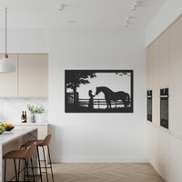 Horse and Girl Metal Wall Art, Rustic Farmhouse Horse Decor, Country Silhouette Wall Hanging for Living Room, Stable or Ranch Homes 6
