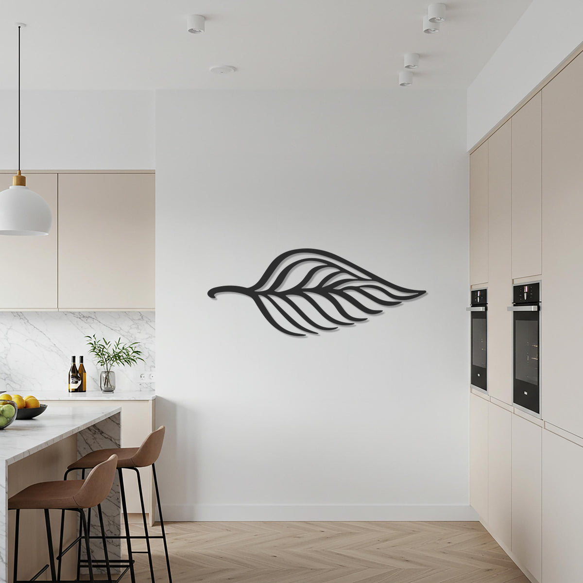 Leaf Metal Wall Art, Minimalist Botanical Metal Wall Decor, Modern Nature Inspired Steel Wall Hanging, Unique Gift for Housewarming