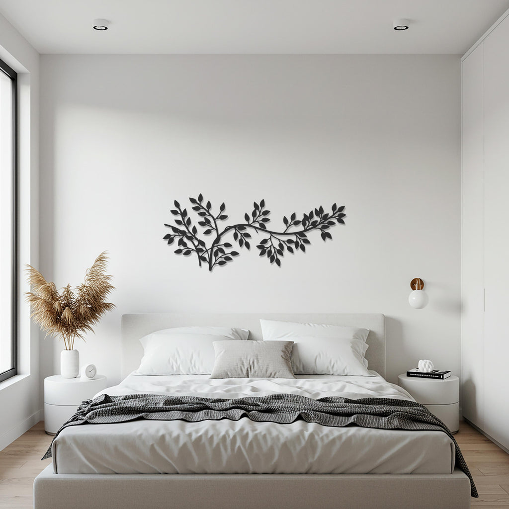 Branch Leaf Metal Wall Art, Modern Botanical Metal Decor, Minimalist Nature Inspired Steel Artwork, Elegant Gift for Plant and Home Lovers