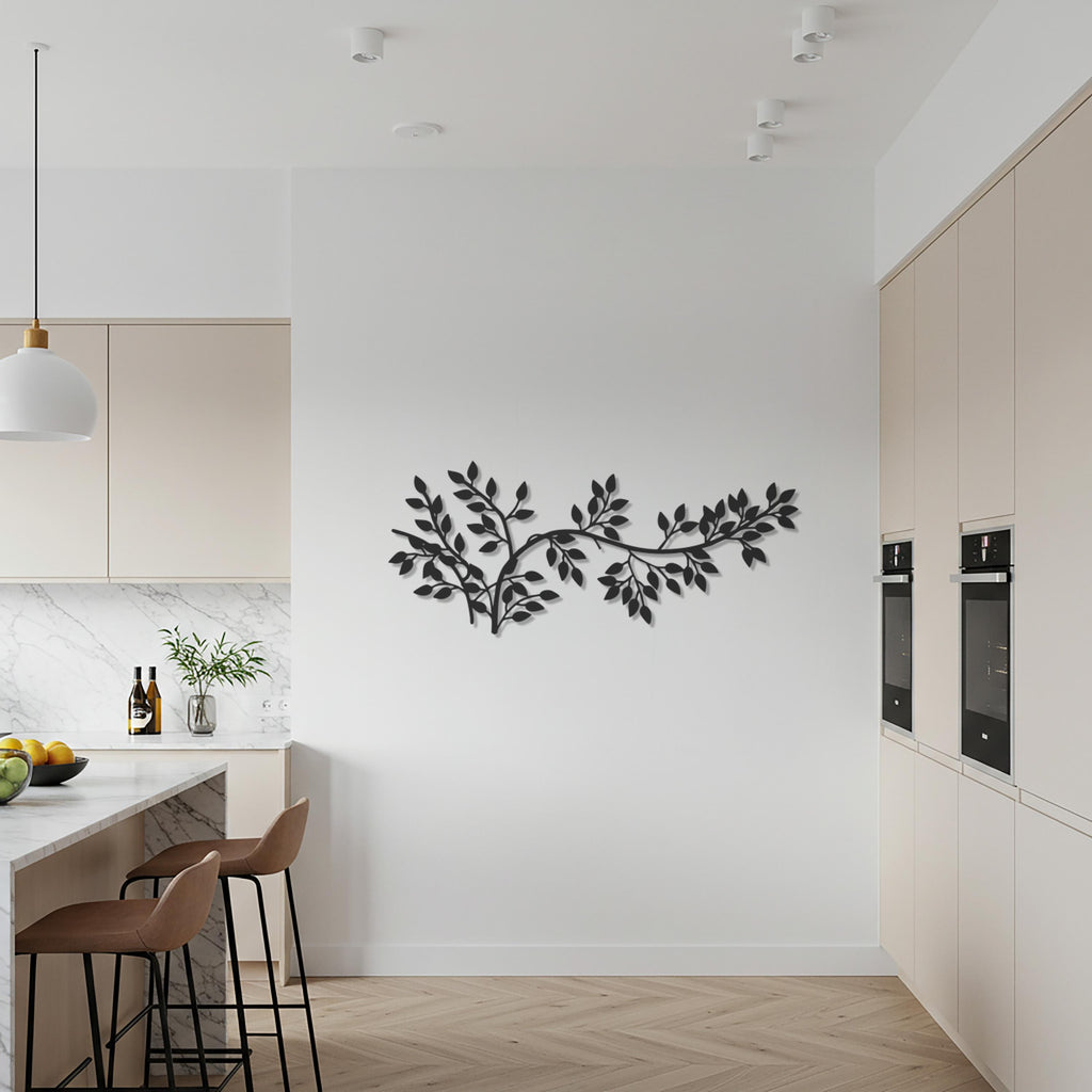 Branch Leaf Metal Wall Art, Modern Botanical Metal Decor, Minimalist Nature Inspired Steel Artwork, Elegant Gift for Plant and Home Lovers