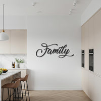 Family Metal Wall Art, Inspirational Quote Steel Decor, Modern Calligraphy Word Sign, Elegant Home Accent and Heartfelt Gift for Loved Ones 3