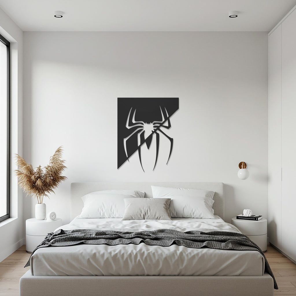 Spider Metal Wall Art, Modern Geometric Spider Design, Unique Handmade Steel Wall Hanging, Bold Decorative Sculpture Gift for Home Décor