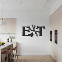 EAT Metal Wall Art for Kitchen, Dining Room Steel Wall Decor, Modern Rustic Cutlery Inspired Handmade Artwork, Gift for Food Lovers 1