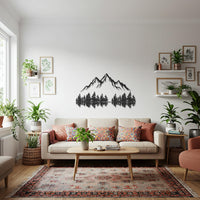 Mountain Landscape Metal Wall Art, Nature Inspired Mountain and Pine Forest Wall Decor, Rustic Steel Artwork for Modern Cabin Homes 4
