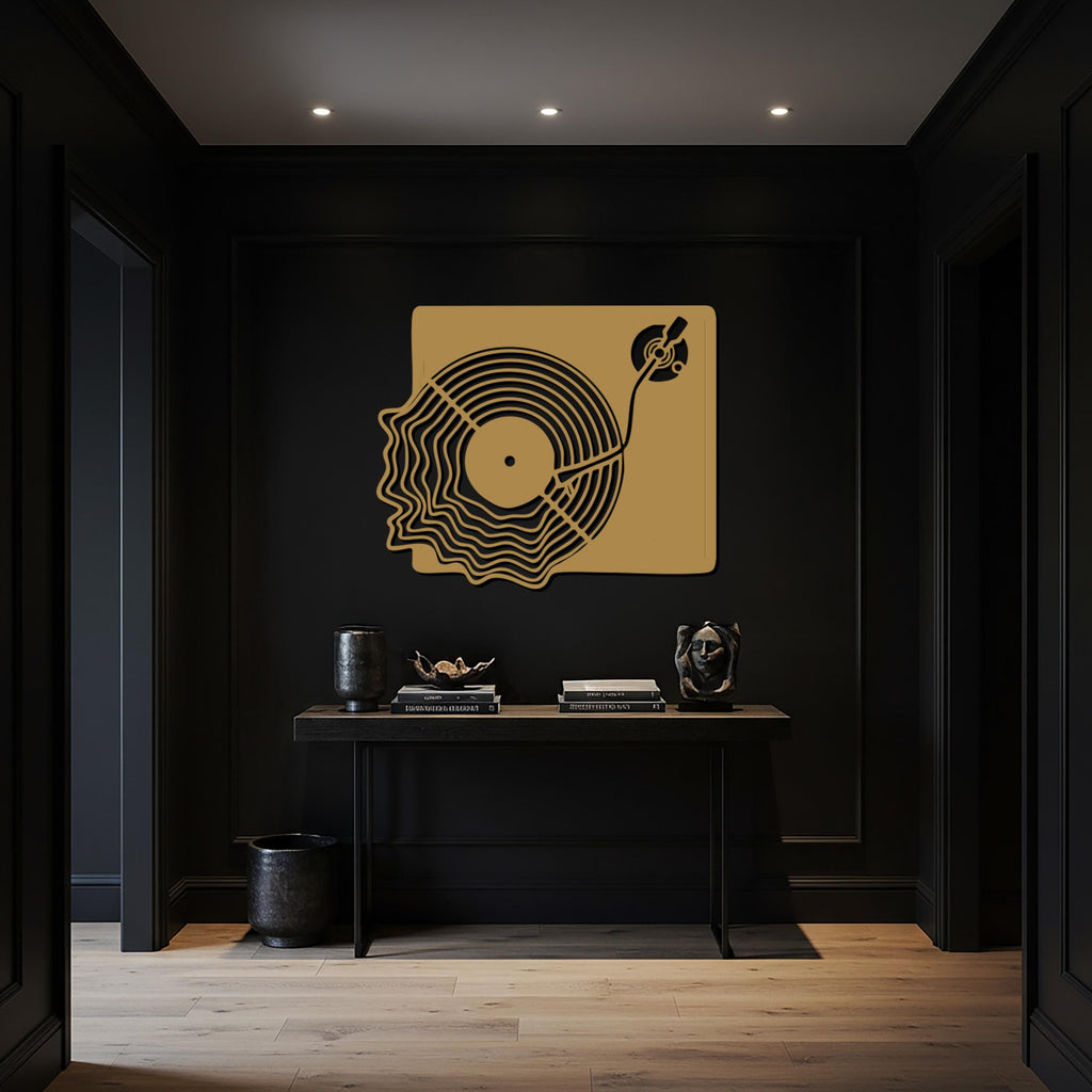 Vinyl Record Player Metal Wall Art, Retro Music Inspired Turntable Decor, Unique Steel Wall Hanging for Music Lovers & Stylish Homes