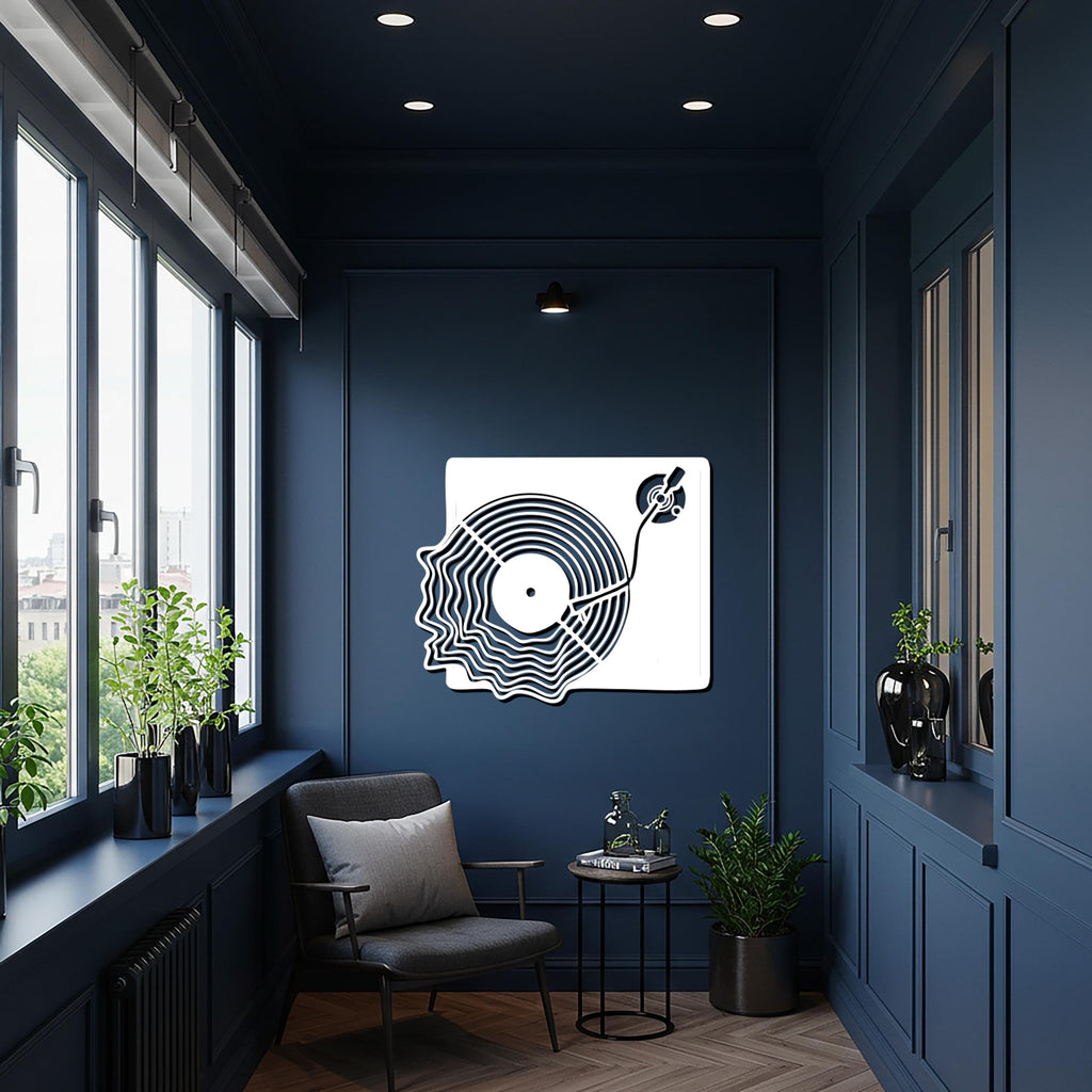 Vinyl Record Player Metal Wall Art, Retro Music Inspired Turntable Decor, Unique Steel Wall Hanging for Music Lovers & Stylish Homes