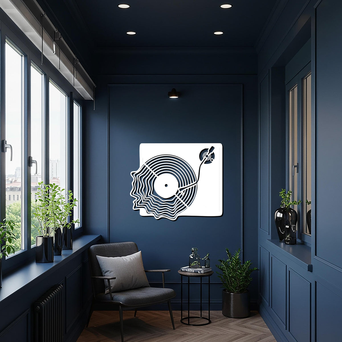 Vinyl Record Player Metal Wall Art, Retro Music Inspired Turntable Decor, Unique Steel Wall Hanging for Music Lovers & Stylish Homes