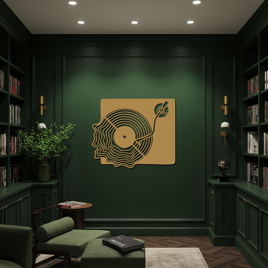 Vinyl Record Player Metal Wall Art, Retro Music Inspired Turntable Decor, Unique Steel Wall Hanging for Music Lovers & Stylish Homes