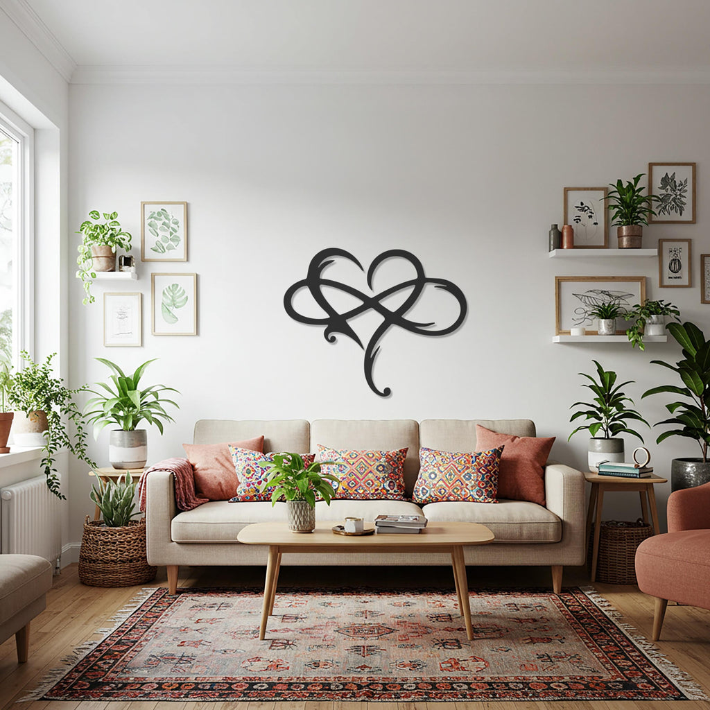 Heart Metal Wall Art, Modern Romantic Steel Wall Decor for Couples, Anniversary Gift Idea, Wedding Decoration and Elegant Home Accent