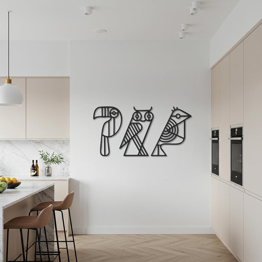 Geometric Bird Metal Wall Art, Modern Abstract Bird Silhouette, Minimalist Steel Bird Design for Unique Home Decor and Creative Gift Idea