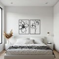 Minimalist Flower Line Art Metal Wall Decor, 2 Piece Modern Botanical Wall Art Set, Elegant Metal Floral Wall Accent for Living Room