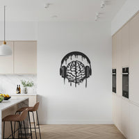 Brain Headphones, Abstract Music Wall Art, Modern Steel Sculpture, Unique Gift for Musicians, Creative Decor for Contemporary Homes 6