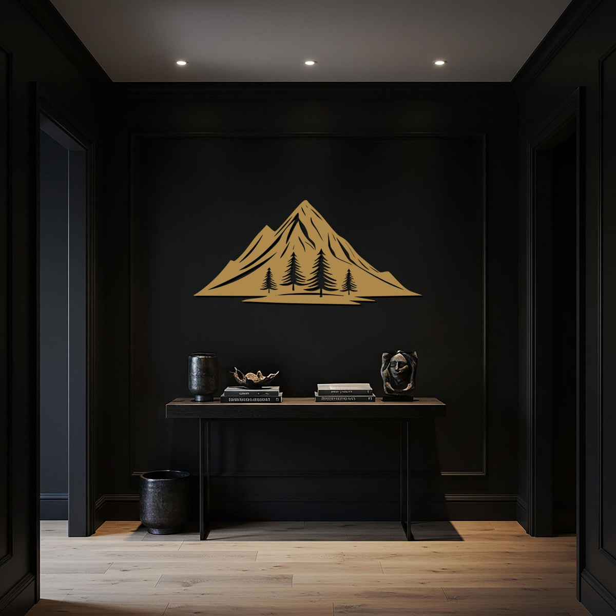 Mountain Landscape, Metal Wall Art, Minimalist Pine Tree Decor, Rustic Nature Scene for Cabins, Modern Homes and Contemporary Interiors