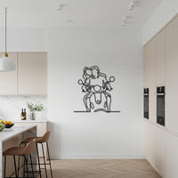Couple Motorcycle Metal Wall Art, Romantic Rider Silhouette, Line Art Biker Decor for Unique Homes, Adventure Lover and Minimalist Interiors 6