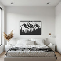 Mountain Landscape Metal Wall Art, Nature Inspired Decor, Rustic Cabin Wall Sculpture, Modern Rectangular Wall Hanging for Living Room 1