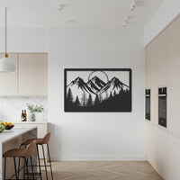 Mountain Landscape Metal Wall Art, Nature Inspired Decor, Rustic Cabin Wall Sculpture, Modern Rectangular Wall Hanging for Living Room 6