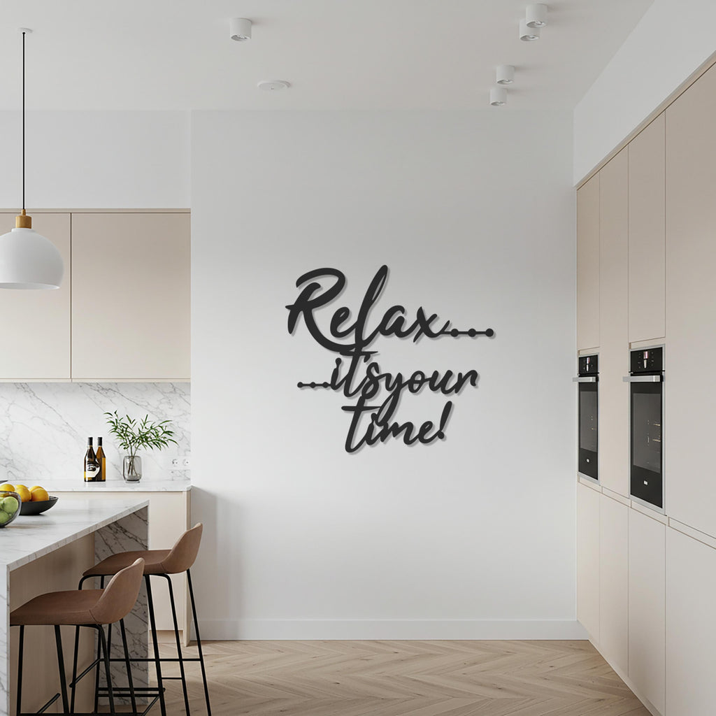 Relax Quote, Metal Wall Art, Motivational Word Sign for Modern Homes, Inspirational Room Accent, Relaxation Message Wall Decor Gift
