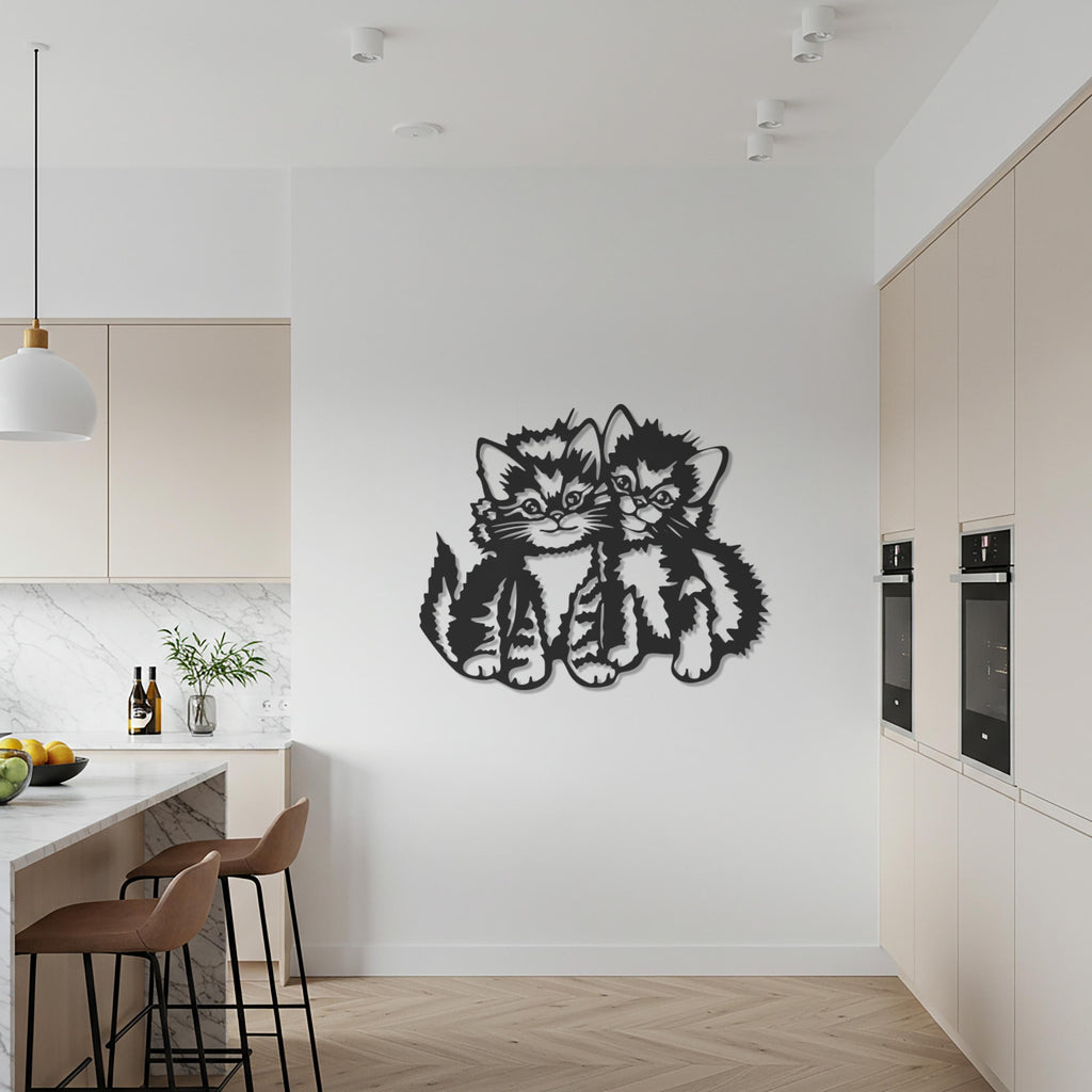 Cute Cat Wall Art, Metal Kitten Decor, Playful Cat Lover Gift for Modern Homes, Pet Inspired Wall Accent for Living Spaces and Bedrooms