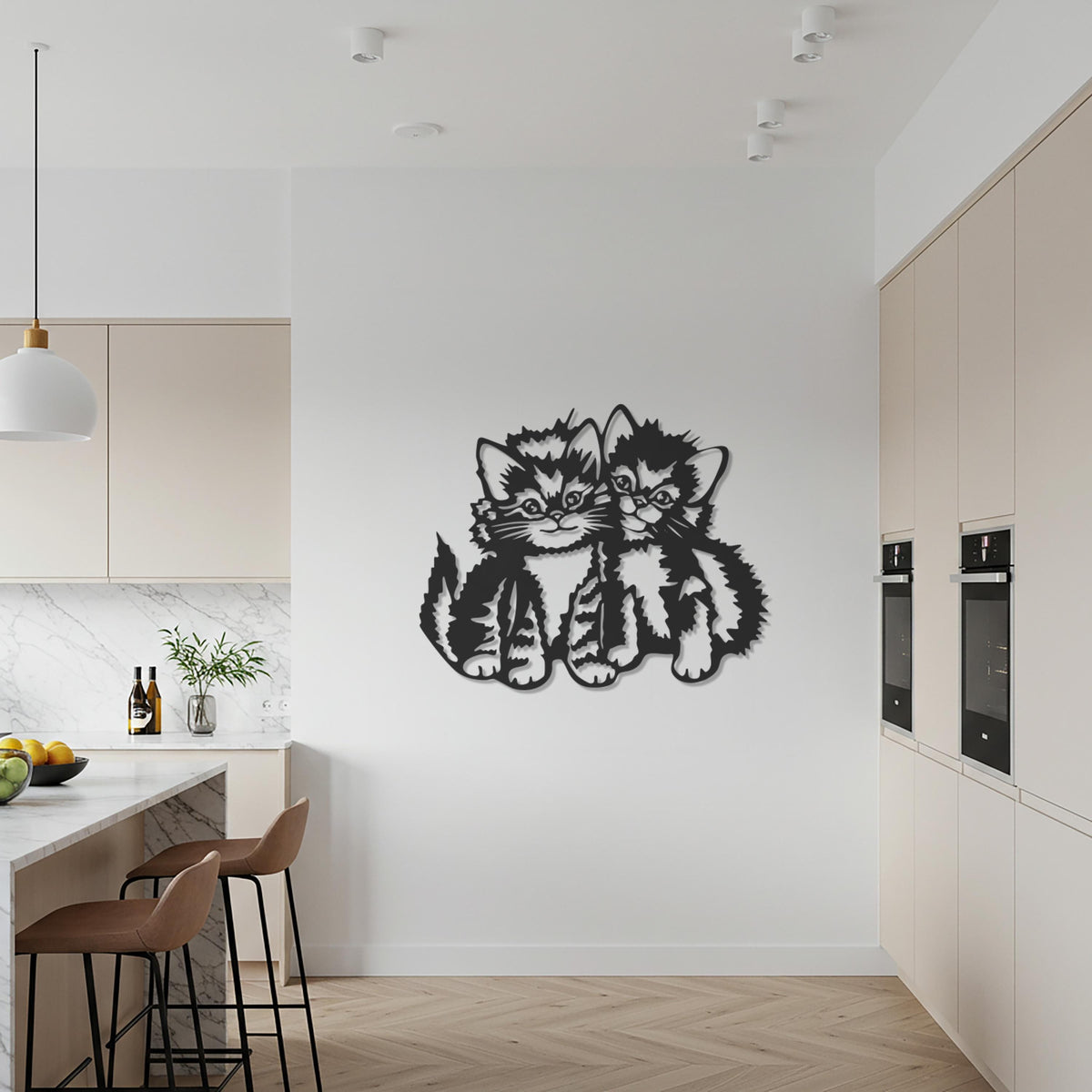 Cute Cat Wall Art, Metal Kitten Decor, Playful Cat Lover Gift for Modern Homes, Pet Inspired Wall Accent for Living Spaces and Bedrooms
