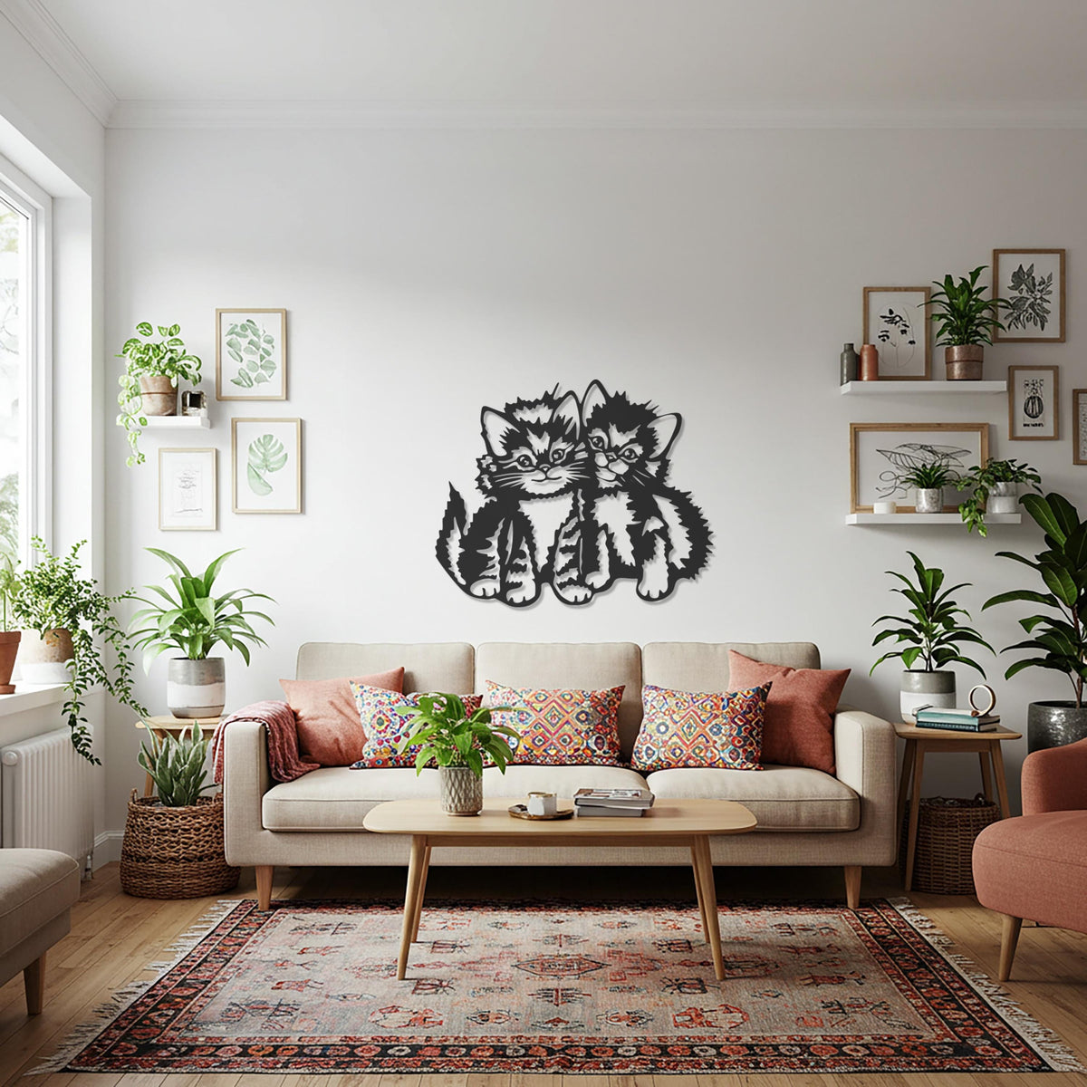 Cute Cat Wall Art, Metal Kitten Decor, Playful Cat Lover Gift for Modern Homes, Pet Inspired Wall Accent for Living Spaces and Bedrooms