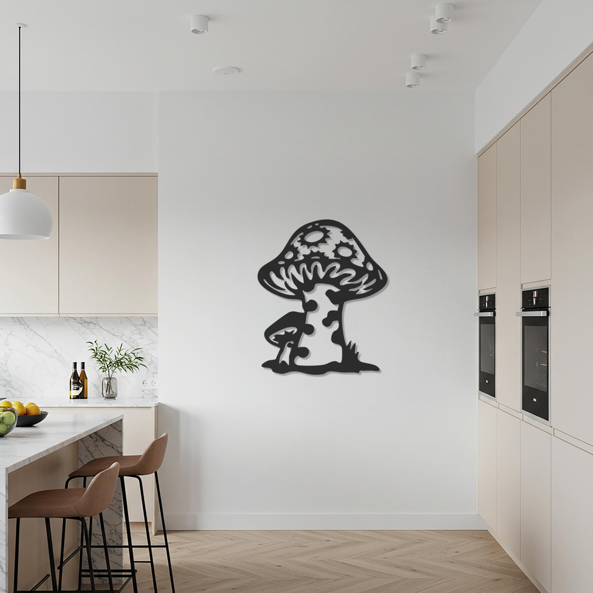 Mushroom Metal Wall Art, Unique Nature Inspired Wall Sculpture, Modern Abstract Mushroom Design for Kitchen, Dining Room or Living Spaces