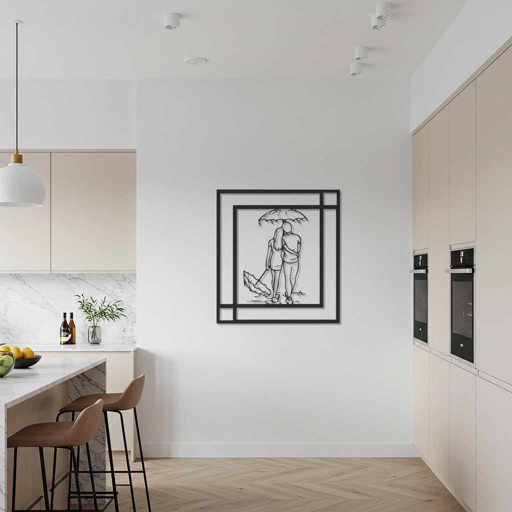Romantic Couple Metal Wall Art, Modern Line Drawing Decor, Minimalist Love Silhouette, Abstract Relationship Artwork for Bedroom