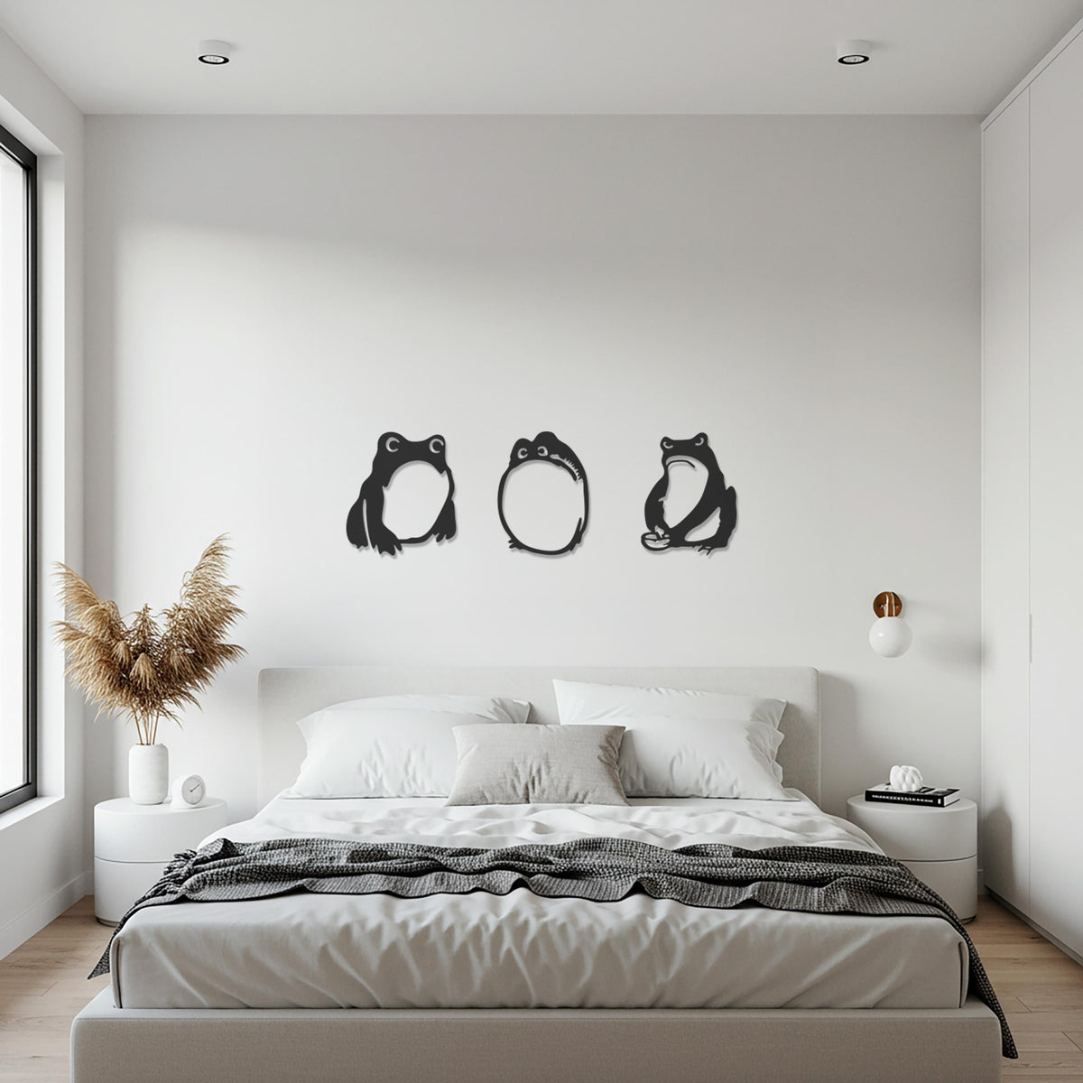 Frog Trio Metal Wall Art, Funny Animal Silhouette Decor, Modern Steel Wall Sculpture, Quirky Minimalist Amphibian Design for Kitchen