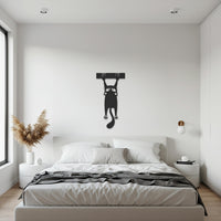 Funny Hanging Cat Metal Wall Art, Black Cat Silhouette, Whimsical Pet Lover Gift, Kitchen Cat Wall Decor, Cartoon Style Cat Hanging Sign 1