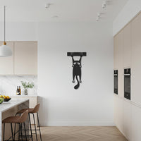 Funny Hanging Cat Metal Wall Art, Black Cat Silhouette, Whimsical Pet Lover Gift, Kitchen Cat Wall Decor, Cartoon Style Cat Hanging Sign 6
