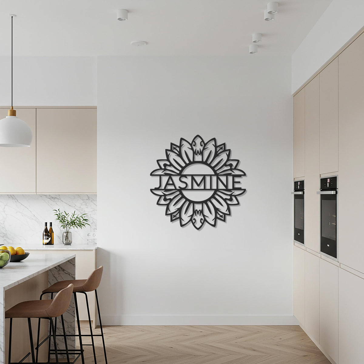 Personalized Mandala Name Metal Wall Art, Floral Custom Round Sign, Boho Style Decorative Accent for Bedroom, Entryway, Kitchen Wall