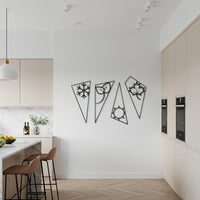 Set of 4 Metal Wall Art, Seasons Wall Decor, Geometric Minimalist Metal Sign, Modern Kitchen Wall Hanging, Living Room Seasonal Metal Art 1