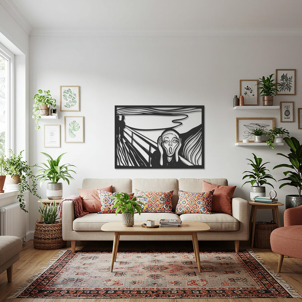 The Scream Metal Wall Art, Abstract Expressionist Wall Decor, Edvard Munch Inspired Artwork, Modern Black Metal Wall Hangings, Gift for Home