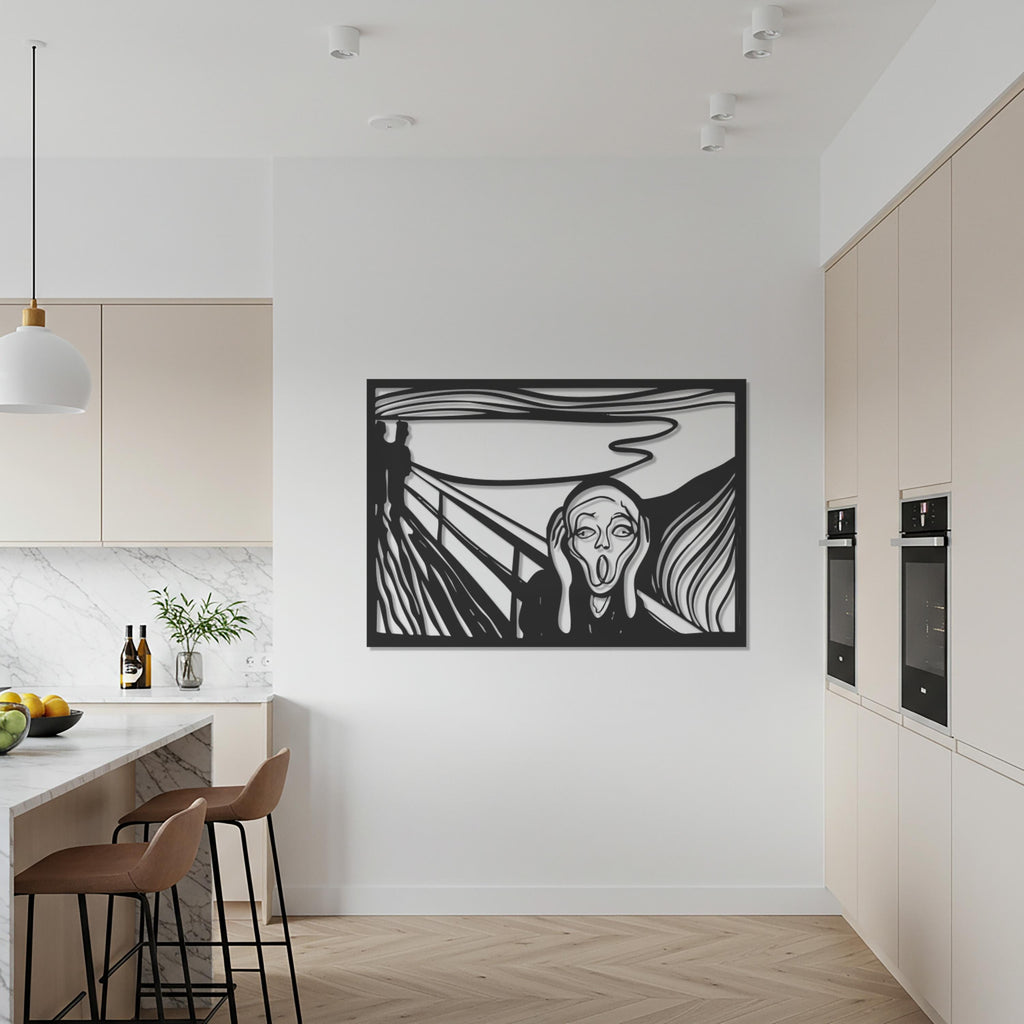 The Scream Metal Wall Art, Abstract Expressionist Wall Decor, Edvard Munch Inspired Artwork, Modern Black Metal Wall Hangings, Gift for Home